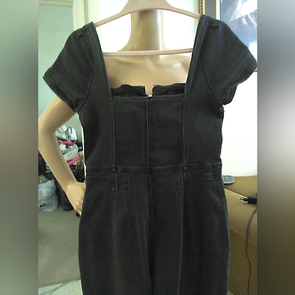 WE THE FREE Chic Black Denim Jumpsuit Front Zipper PKTS.STRETCHY SZ. LG 🔥🔥🔥🔥 - Picture 14 of 14